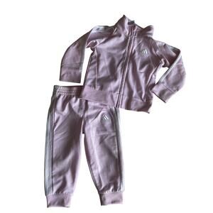 Adidas Baby Two Piece Athletic Jogger Set Pink White Size 12 Months